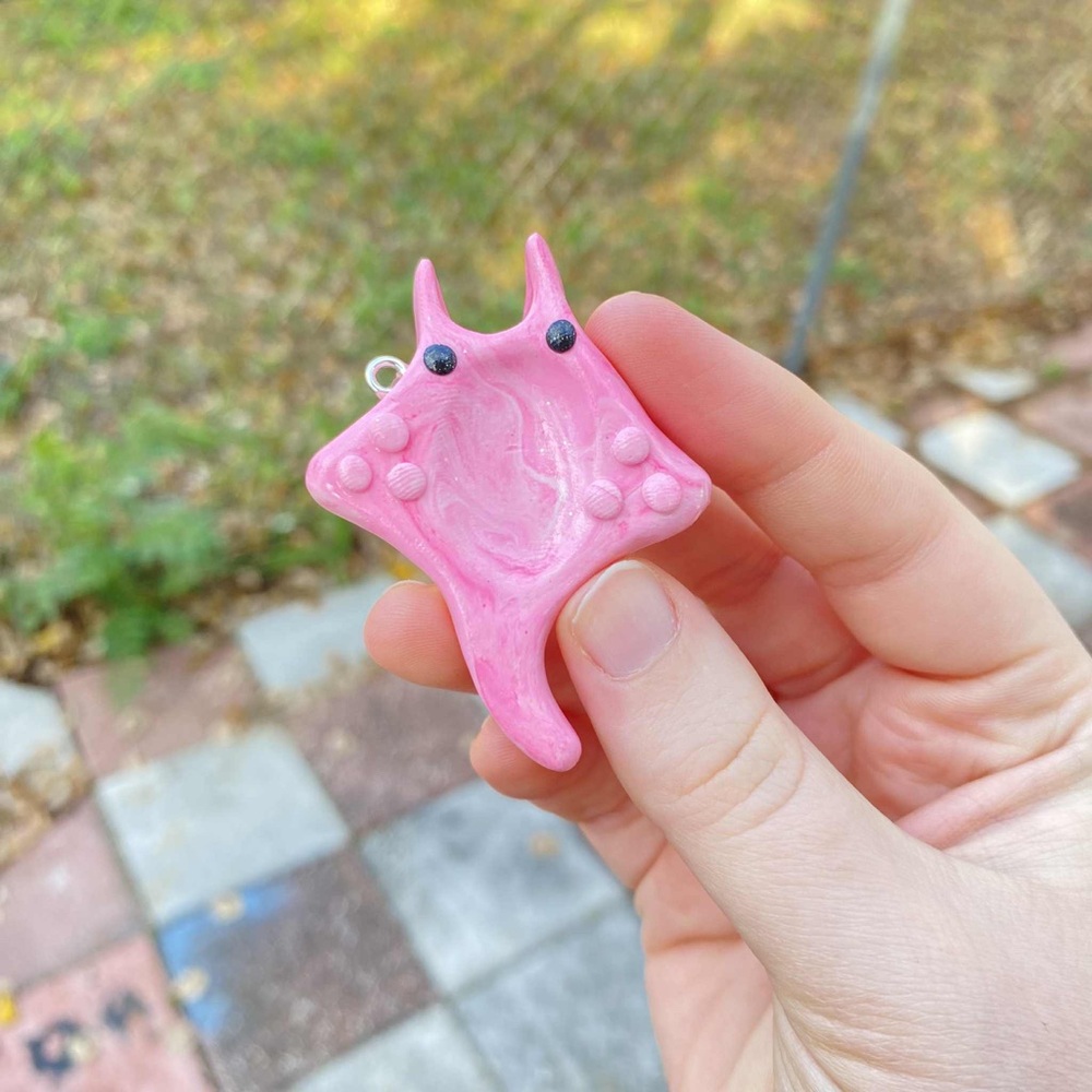 Pink Manta Ray Textured Worry Stone